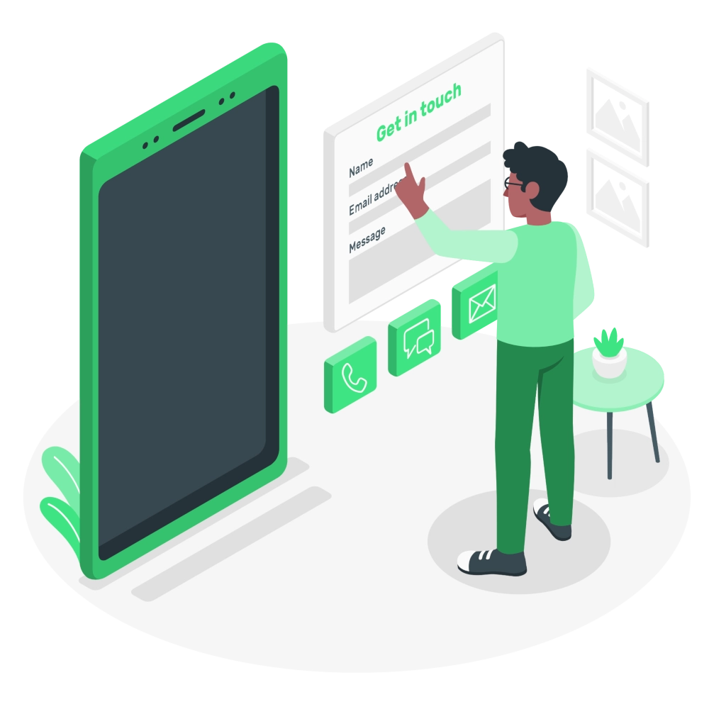 Illustration of a person filling out a contact form
