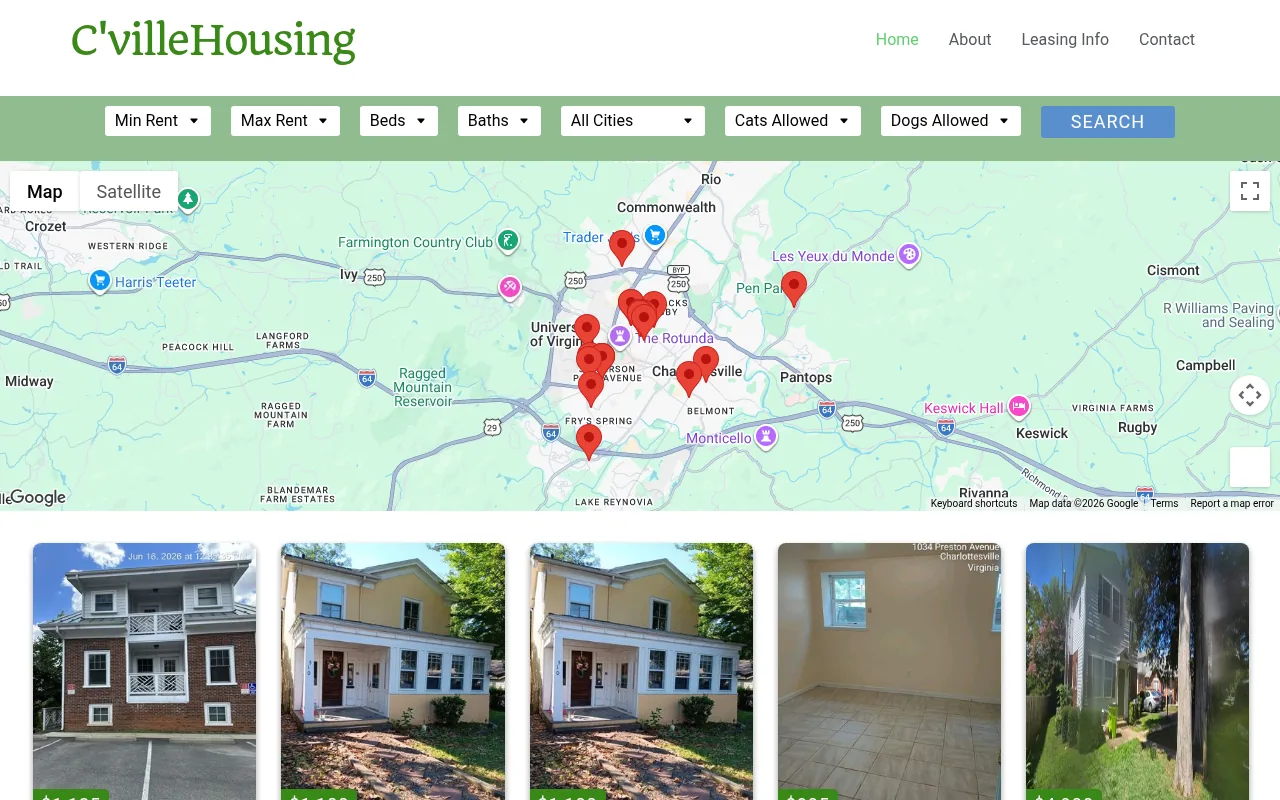 C'villeHousing rental search with map and listings